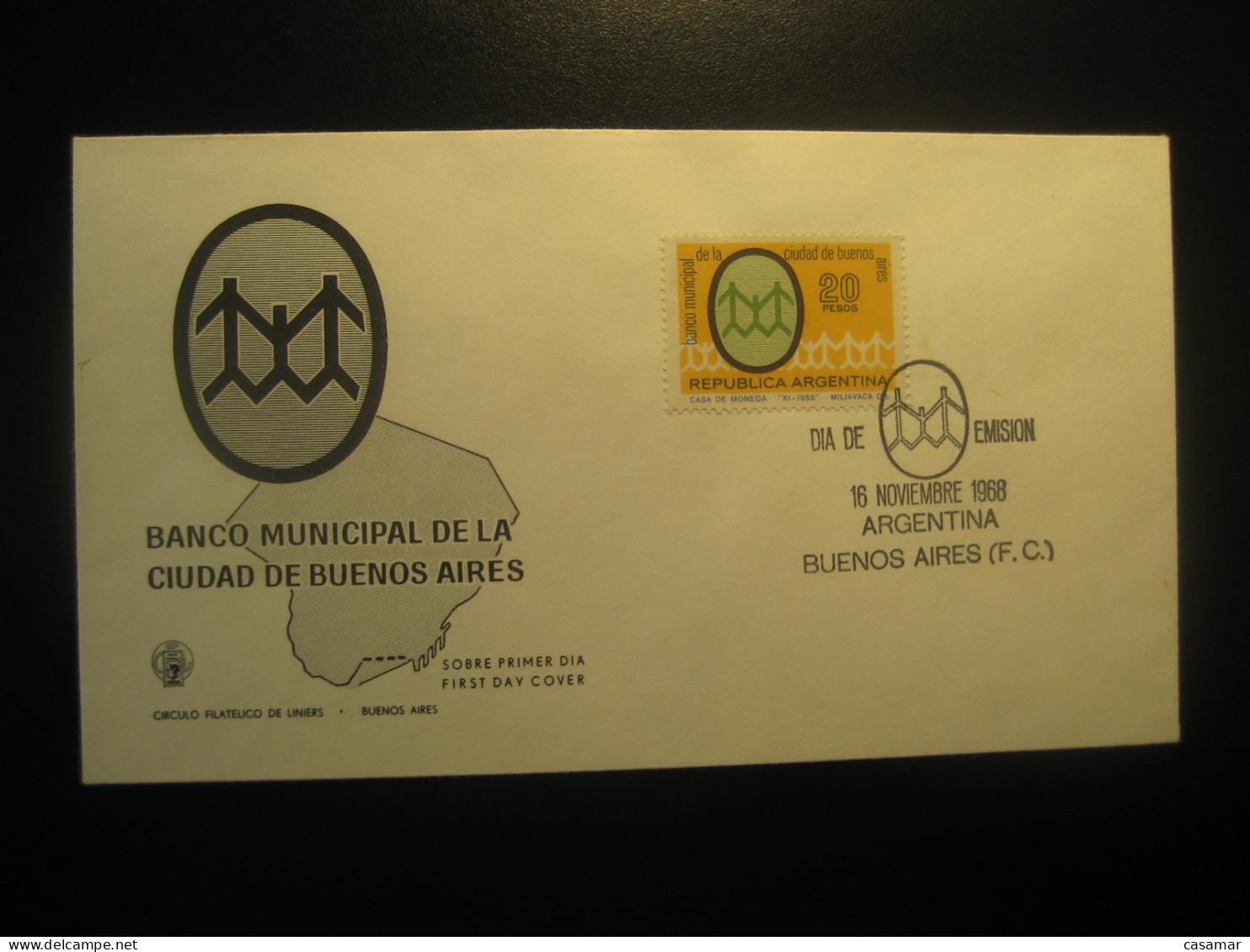 1968 Banco Municipal Ciudad De Buenos Aires FDC Cancel Cover ARGENTINA Buenos Aires - Covers & Documents