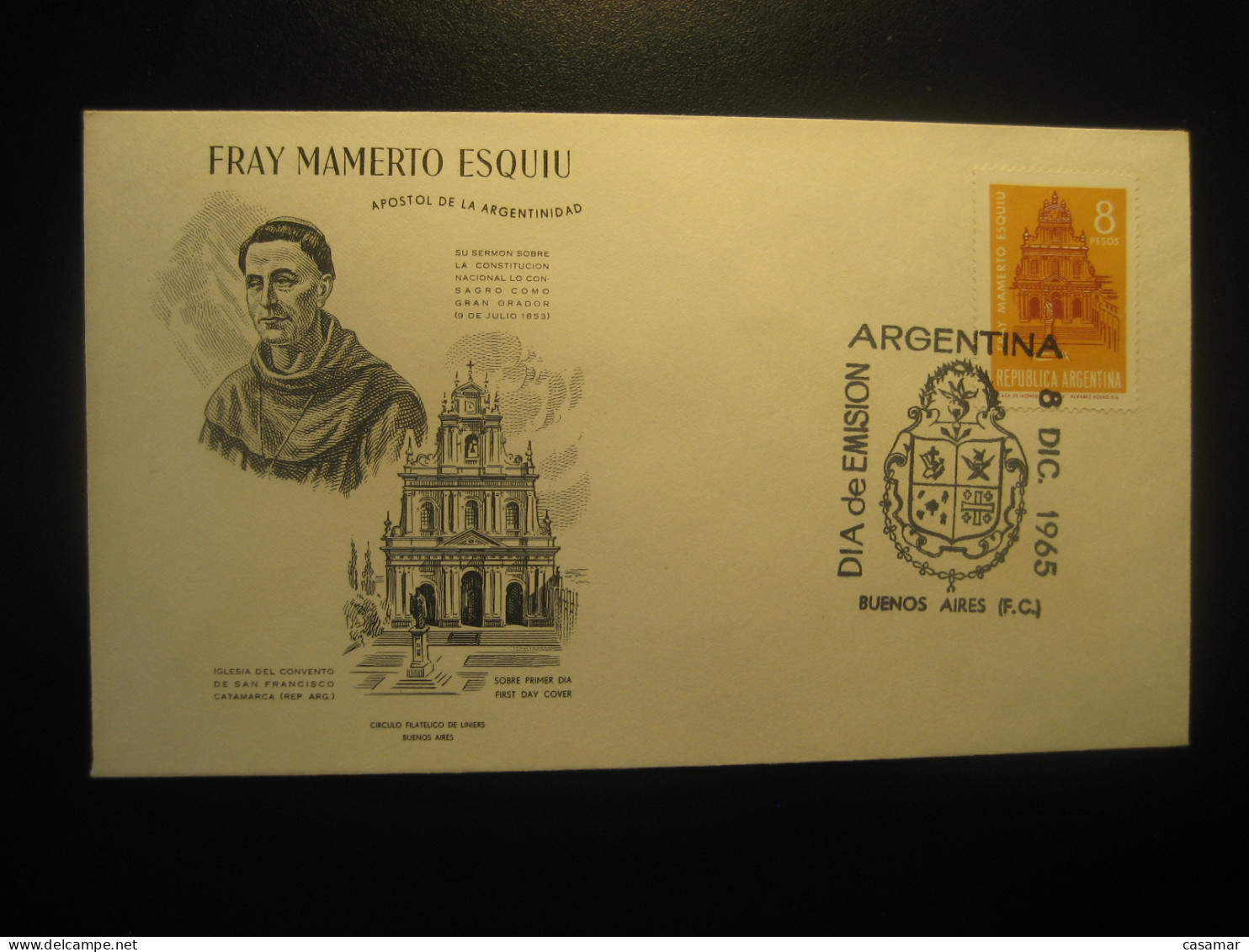 1965 Fray Mamerto Esquiu San Francisco Catamarca Religion FDC Cancel Cover ARGENTINA Buenos Aires - Christendom