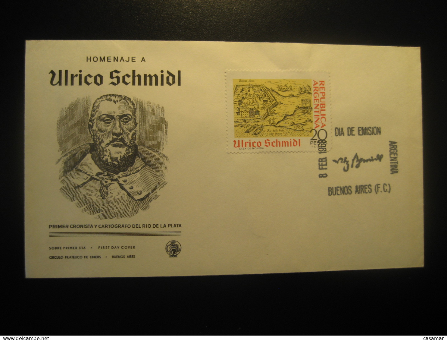 1969 Ulrico Schmidl Cartografo Cartography Cartographie Mapping Geography FDC Cancel Cover ARGENTINA Buenos Aires - Geographie