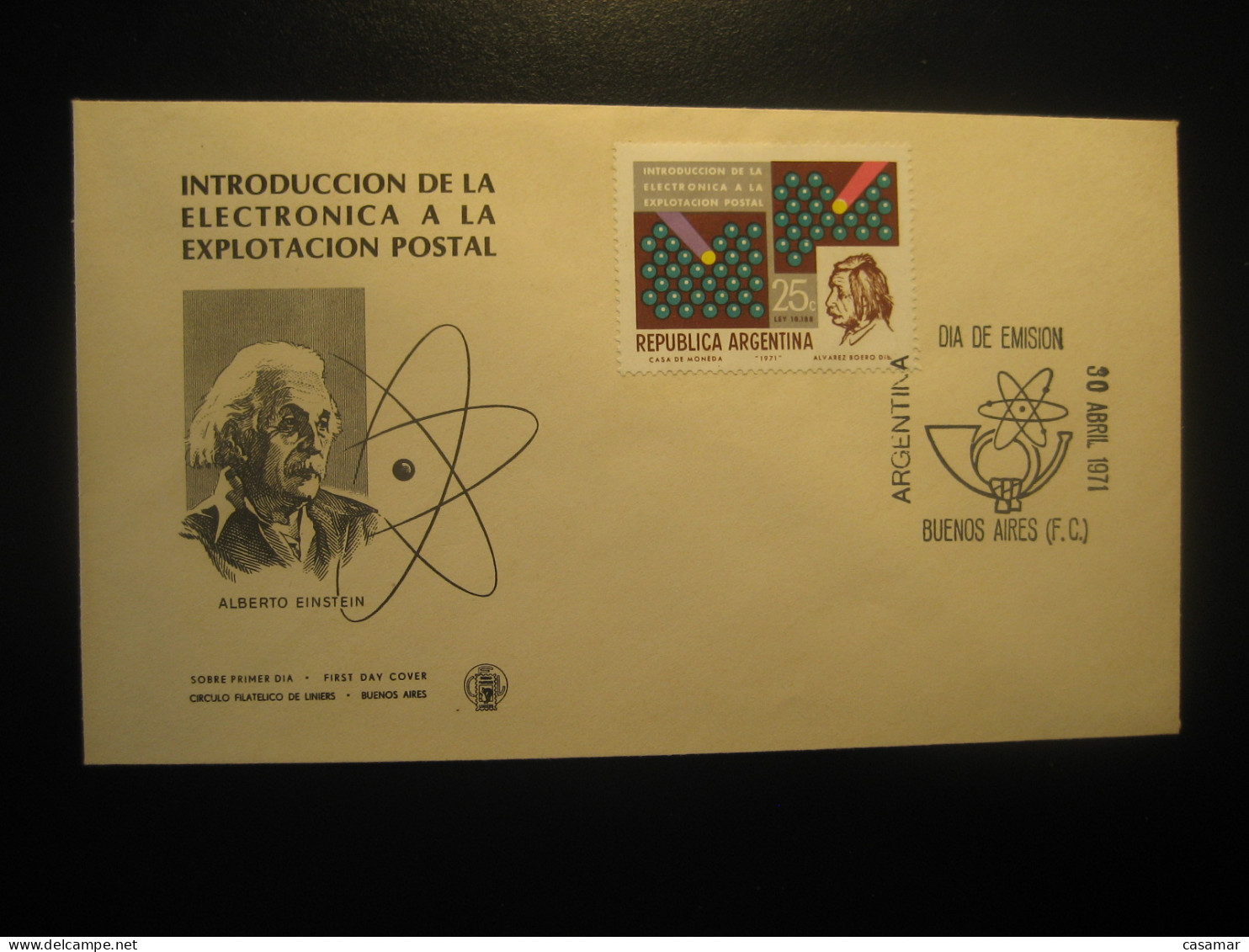 1971 Einstein Electronica Electronics Physics FDC Cancel Cover ARGENTINA Buenos Aires - Physics