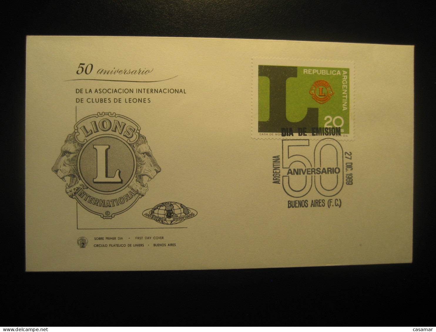 1969 Club Leones Lions Club FDC Cancel Cover ARGENTINA Buenos Aires - Rotary, Lions Club