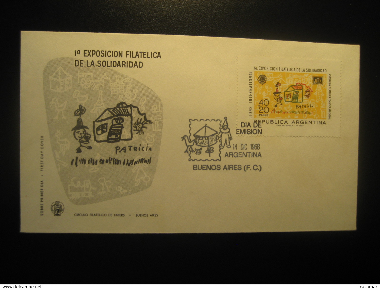 1968 Expo Solidaridad Club Leones Lions Club FDC Cancel Cover ARGENTINA Buenos Aires - Rotary, Lions Club