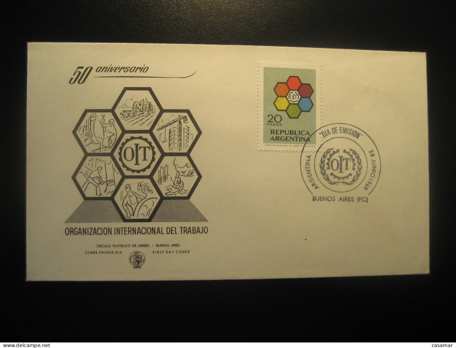 1969 Organizacion Internacional Del Trabajo OIT ILO FDC Cancel Cover ARGENTINA Buenos Aires - ILO