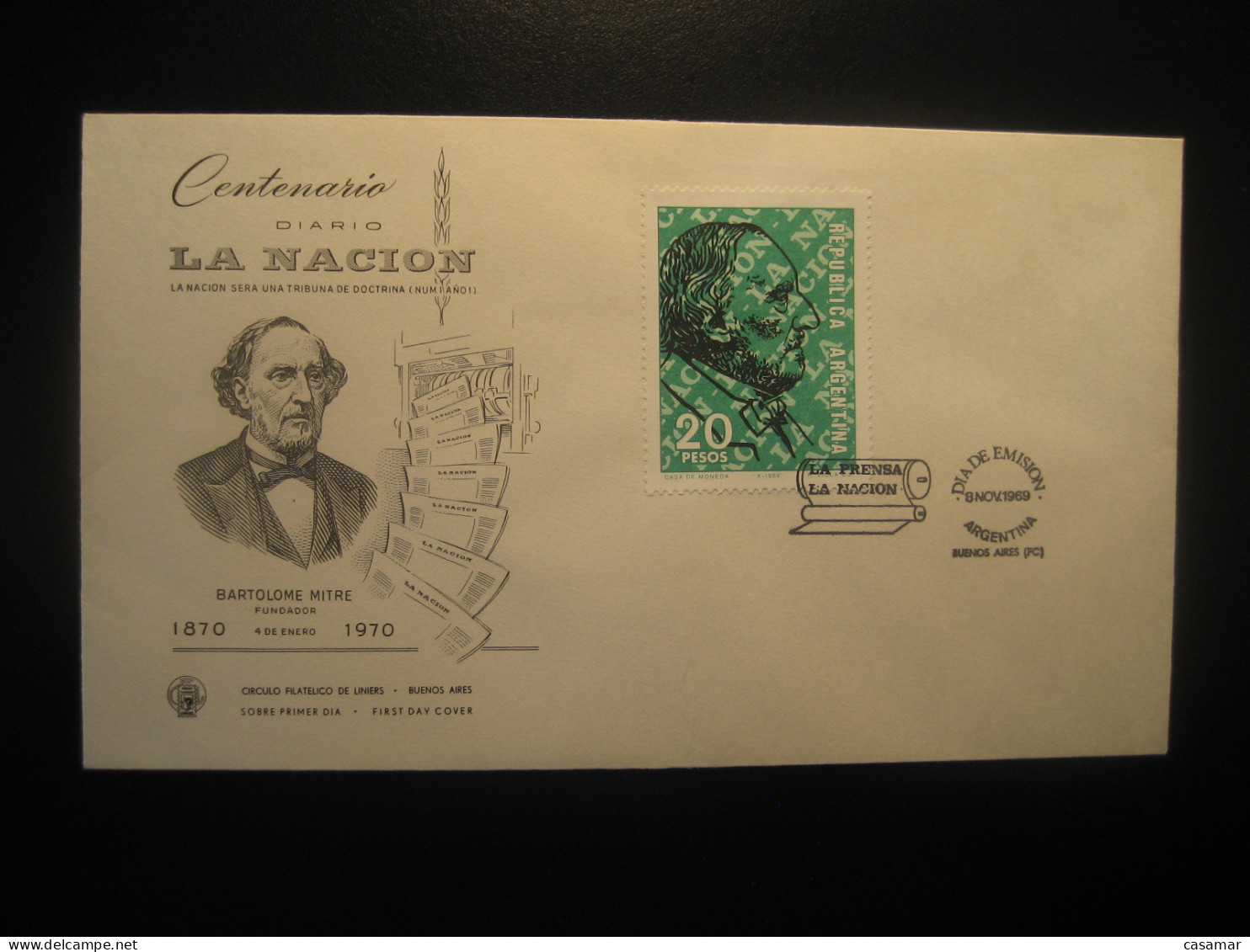 1969 Diario La Nacion Newspaper Journalism FDC Cancel Cover ARGENTINA Buenos Aires - Other & Unclassified