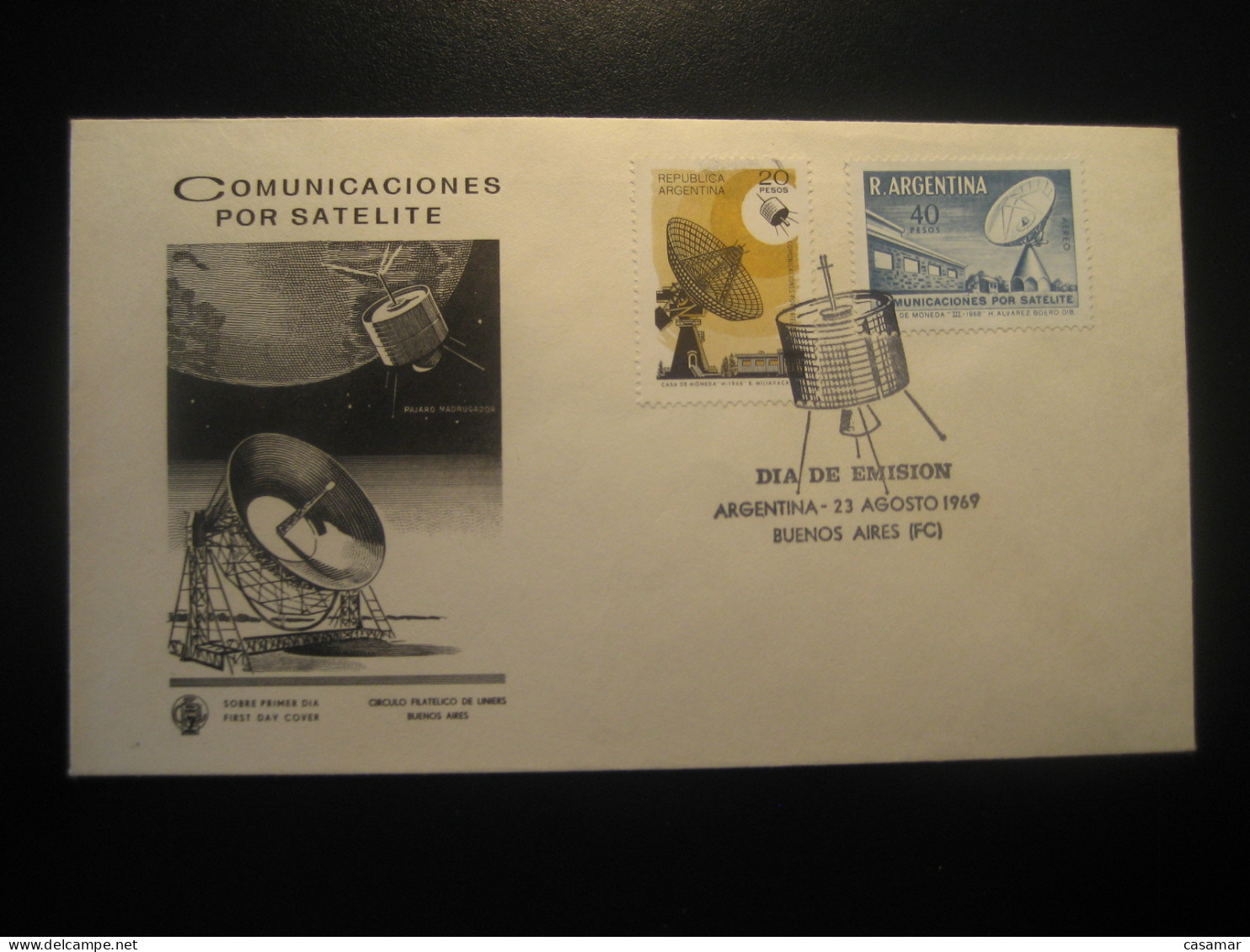 1969 Comunicacionespor Satelite Satellite Communications Space Spatial  FDC Cancel Cover ARGENTINA Buenos Aires - América Del Sur