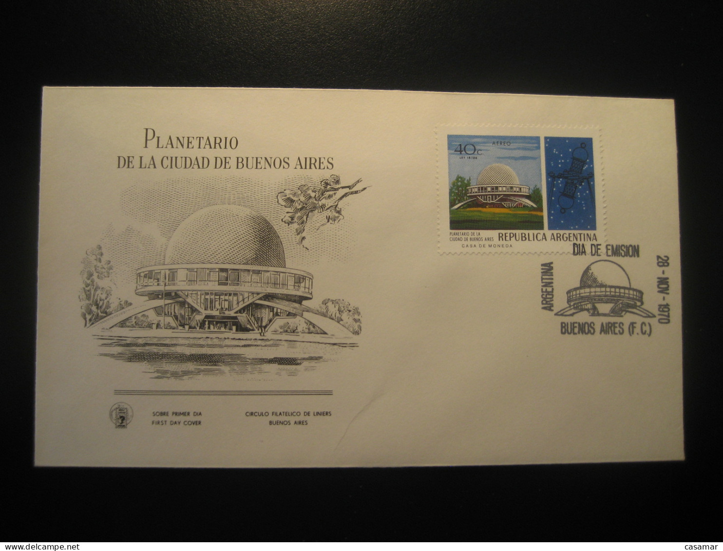 1970 Planetario Astronomy Planetarium Astronomie Space Spatial  FDC Cancel Cover ARGENTINA Buenos Aires - Astronomy