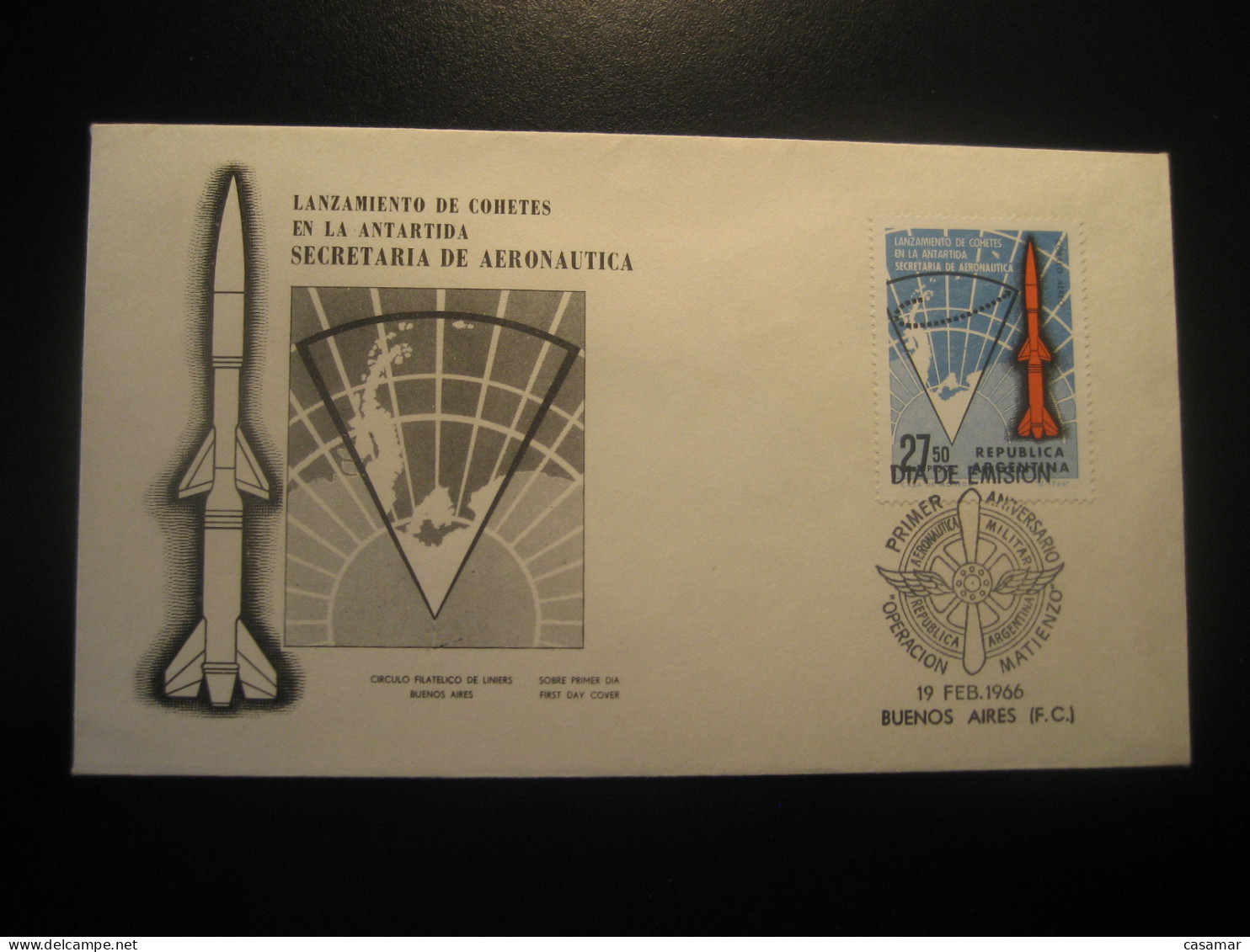 1966 Lanzamiento De Cohetes Rocket Launch Antartida Antarctic Antarctique FDC Cancel Cover ARGENTINA Buenos Aires - Altri & Non Classificati