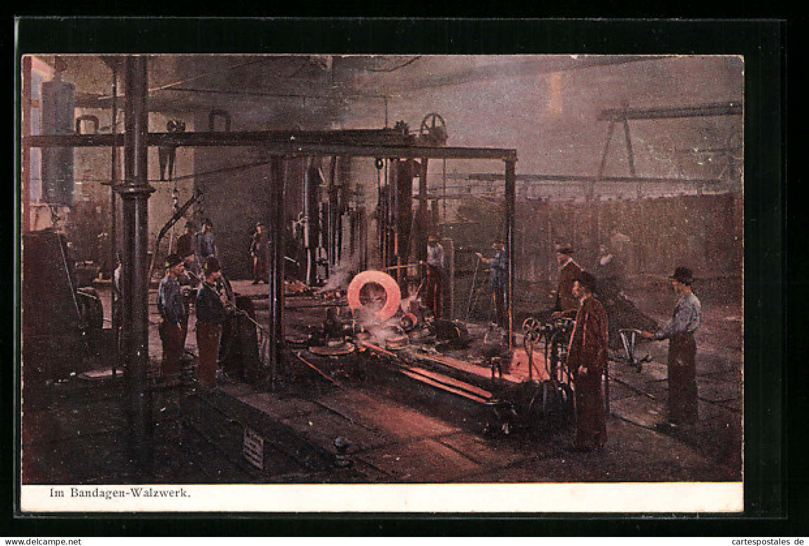 AK Fabrikarbeiter Im Bandagen-Walzwerk  - Industrie