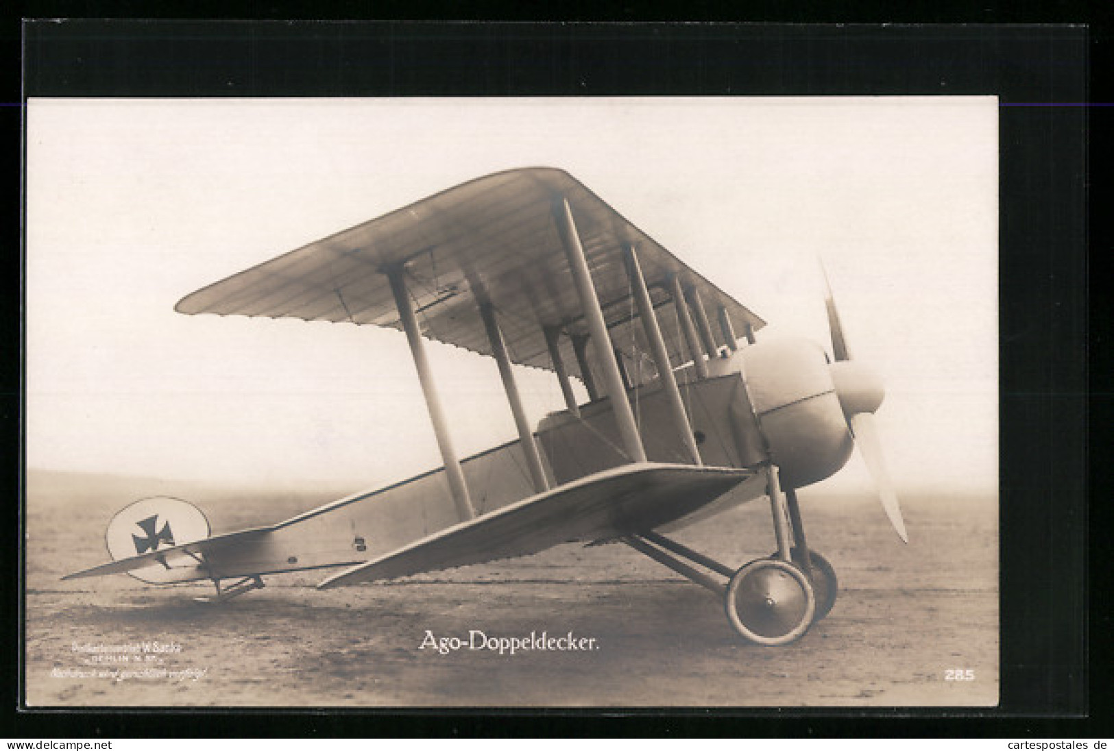 AK Sanke Nr. 285 Flugzeug Ago-Doppeldecker Auf Der Landebahn  - 1914-1918: 1ère Guerre