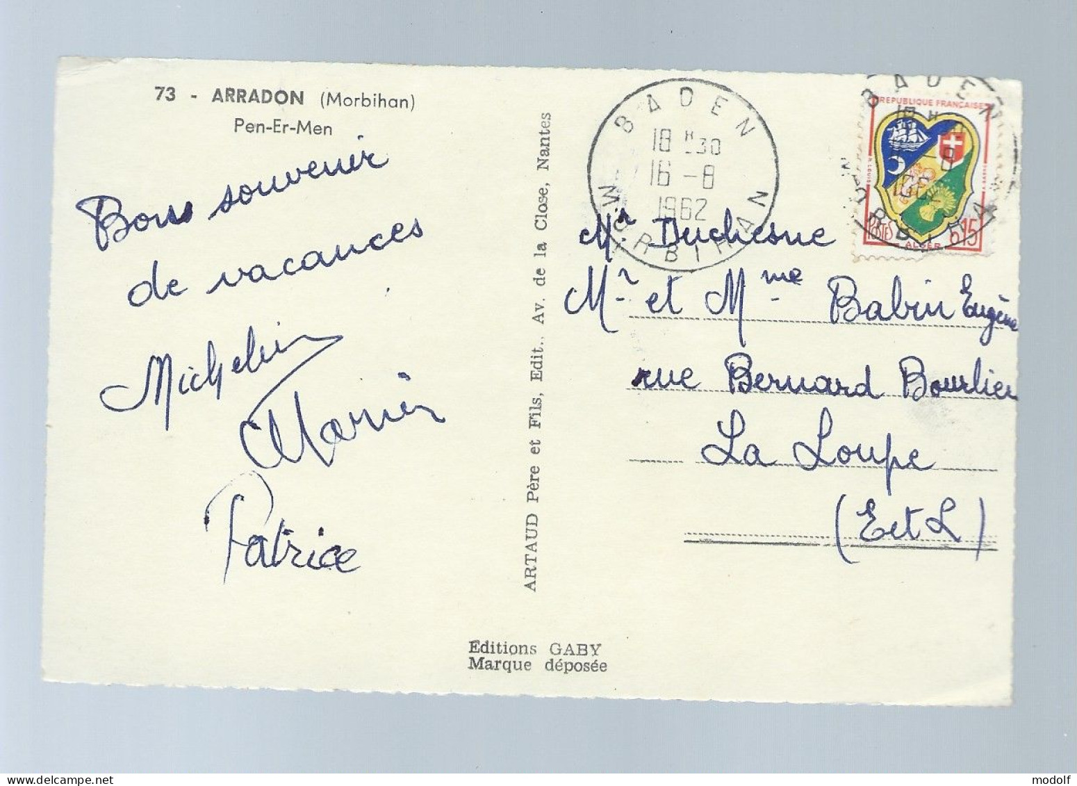 CPSM Dentelée - 56 - Arradon - Pen-Er-Men - Circulée En 1962 - Arradon