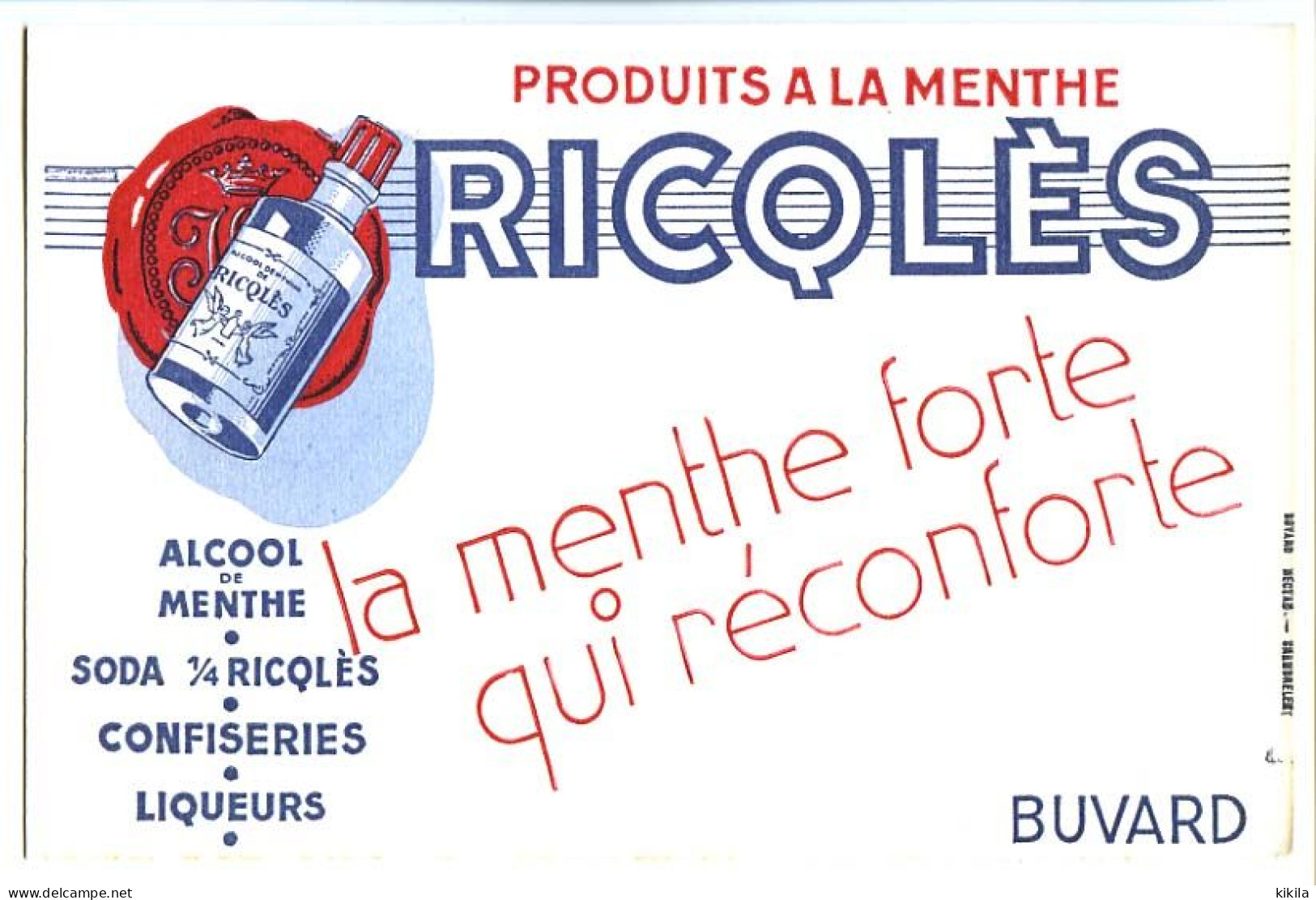 Buvard  21 X 13.6 Produits à La Menthe RICQLES - Alimentaire