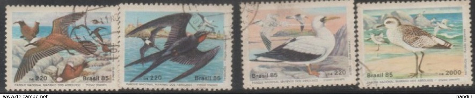 1985 BRAZIL USED STAMPS ON BIRD/ BIRDS FOUND IN NATIONAL MARINE PARK,ABROLHOS - Albatro & Uccelli Marini
