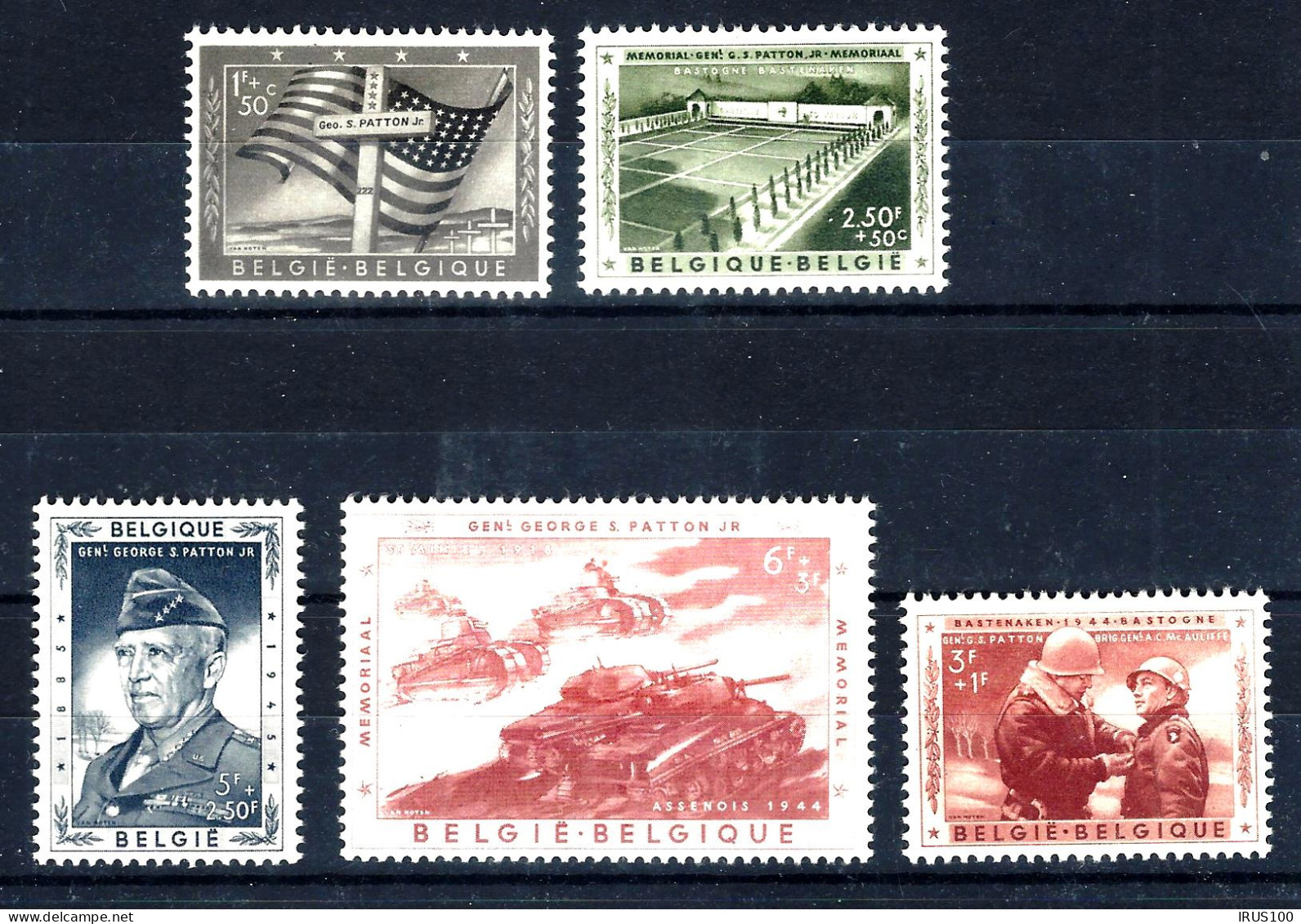 BELGIQUE 1032 à 1036 - MÉMORIAL DU GÉNÉRAL PATON  - ** / MNH - Unused Stamps