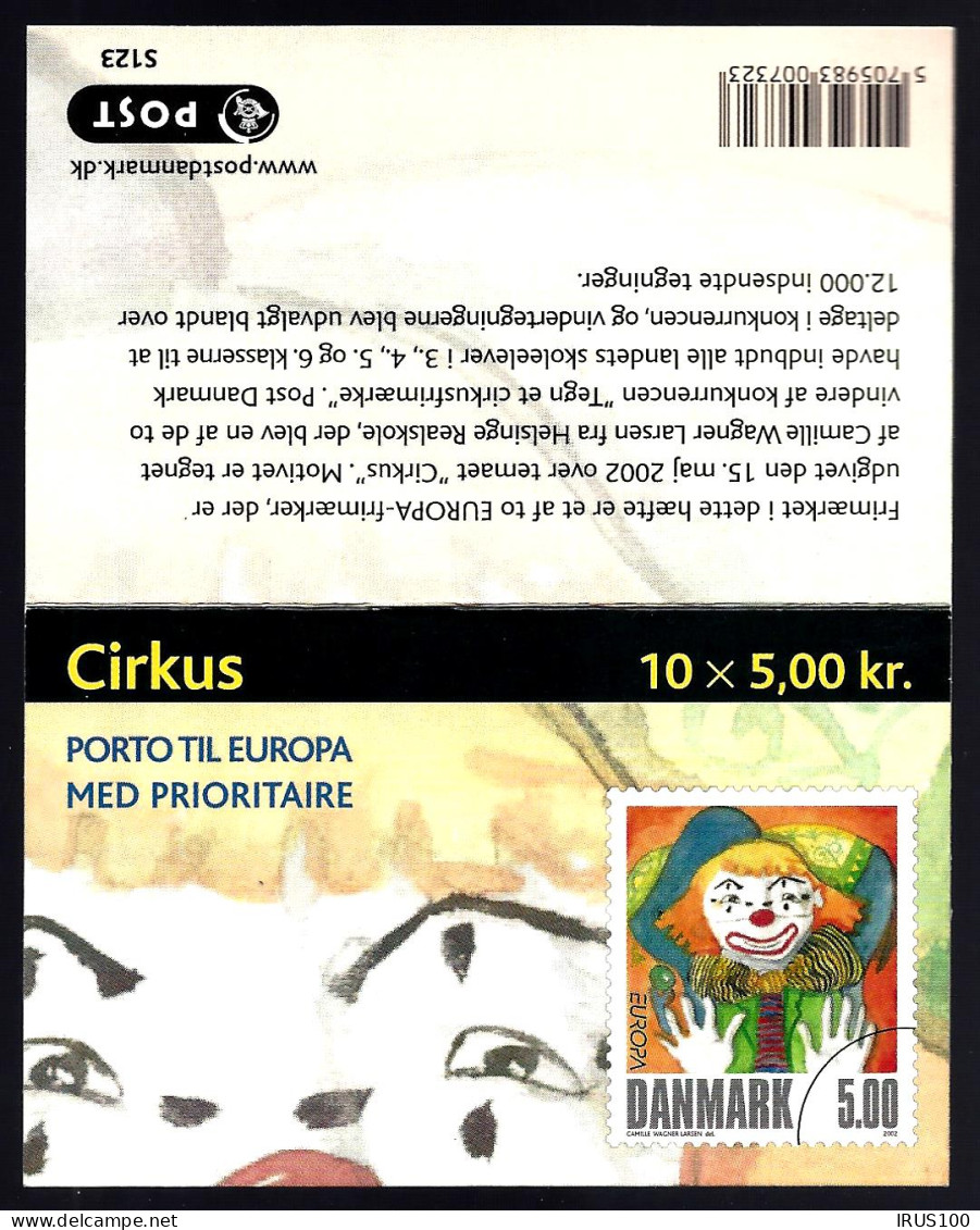 THÈME "CIRQUE" CARNET EUROPA CEPT DANEMARK 2002 / 10 X 5,00Kr. - Circus