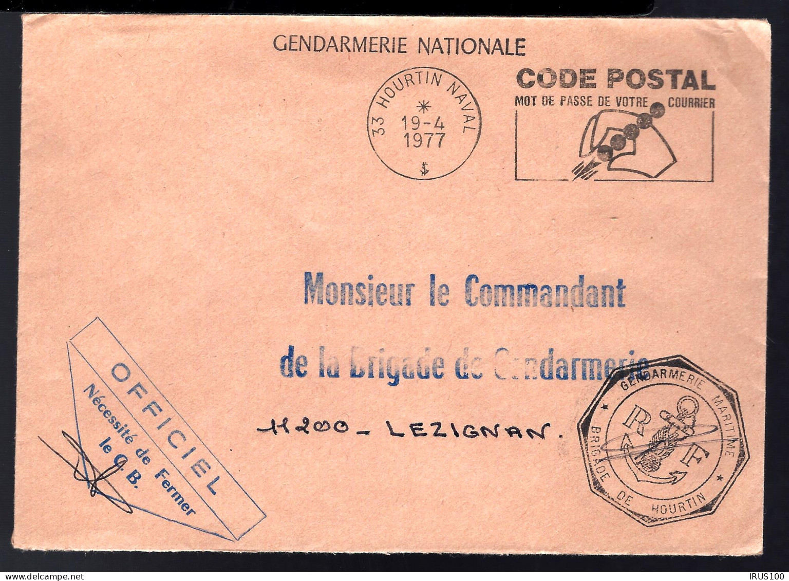 LETTRE DE MARSEILLE - GENDARMERIE NATIONALE - BRIGADE MARITIME DE HOURTIN -  - Polizia – Gendarmeria