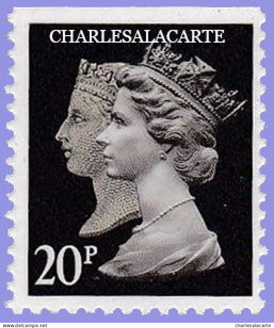 GREAT BRITAIN 1990 MACHIN 1d. BLACK ANNIV. 20p. BLACK  WALSALL LITHO  IMPERF. TOP  S.G. 1476  U.M. / N.S.C. - Machins