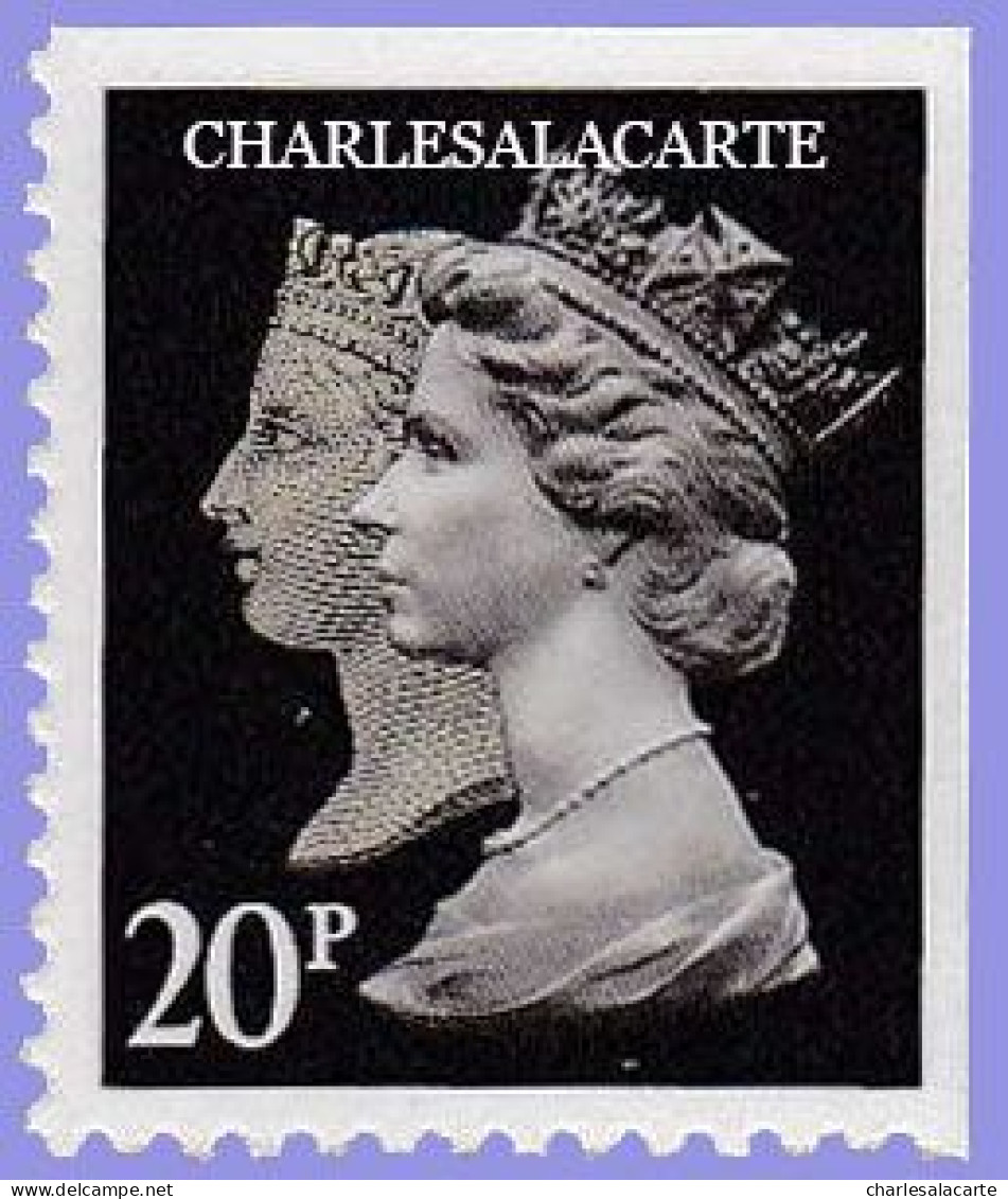 GREAT BRITAIN 1990 MACHIN 1d. BLACK ANNIV. 20p. BLACK  WALSALL  IMPERF. TOP + RIGHT S.G. 1476  U.M. / N.S.C. - Série 'Machin'