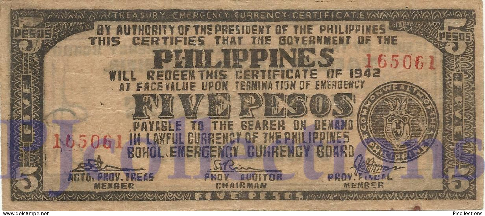 PHILIPPINES 1 PESO 1942 PICK S136d VF+ EMERGENCY BANKNOTE - Philippines