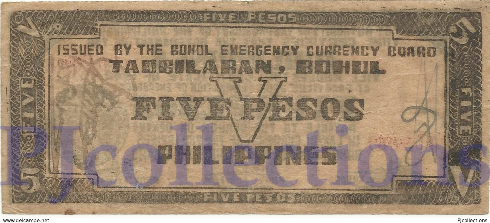 PHILIPPINES 1 PESO 1942 PICK S136d VF+ EMERGENCY BANKNOTE - Philippines