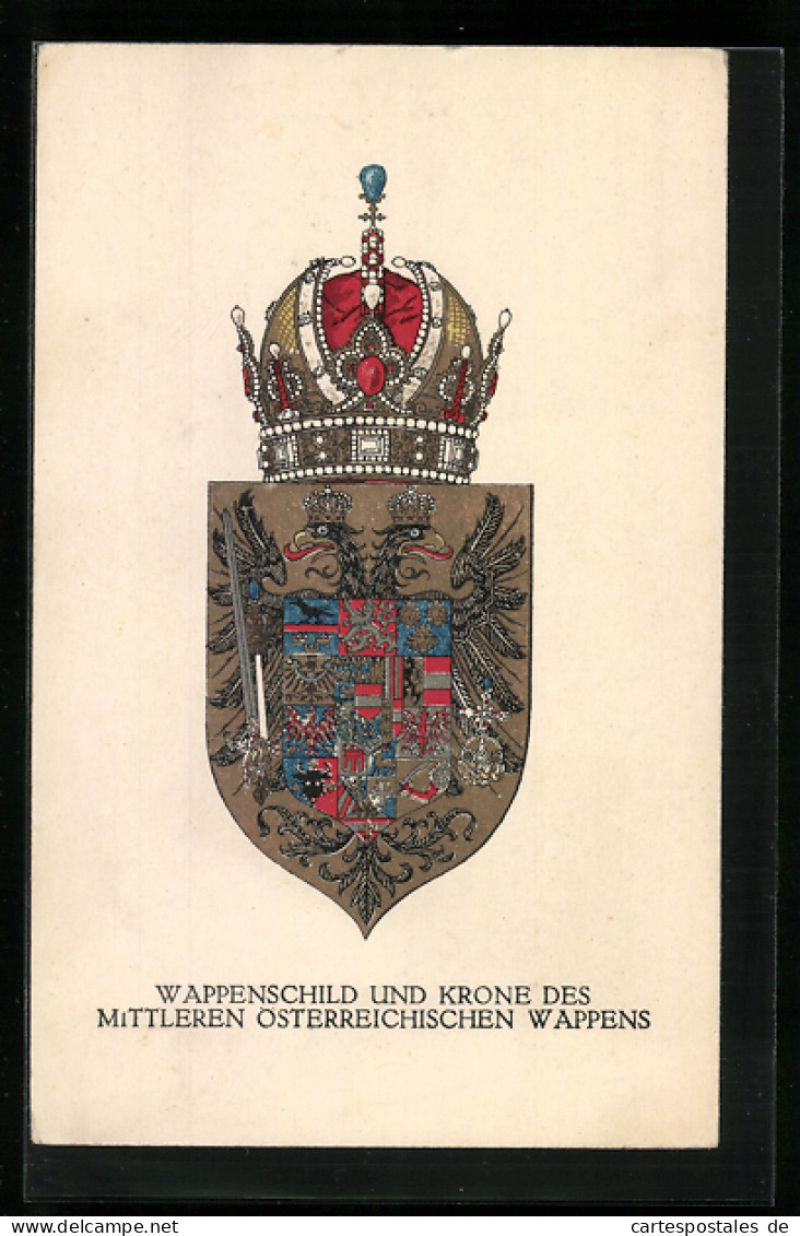 AK Rotes Kreuz Nr. 286 Wappenschild Und Krone Des Mittleren österreichischen Wappens  - Rode Kruis