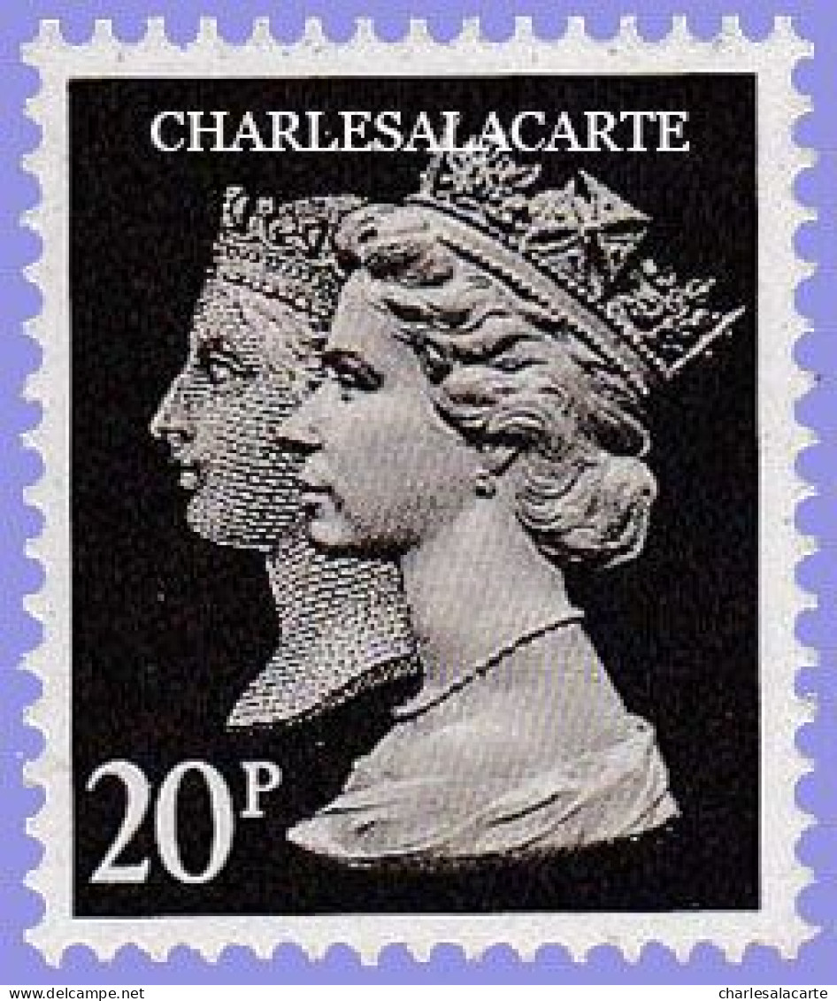 GREAT BRITAIN 1990 MACHIN 1d. BLACK ANNIV. 20p. BLACK  QUESTA  S.G. 1478  U.M. / N.S.C. - Machin-Ausgaben