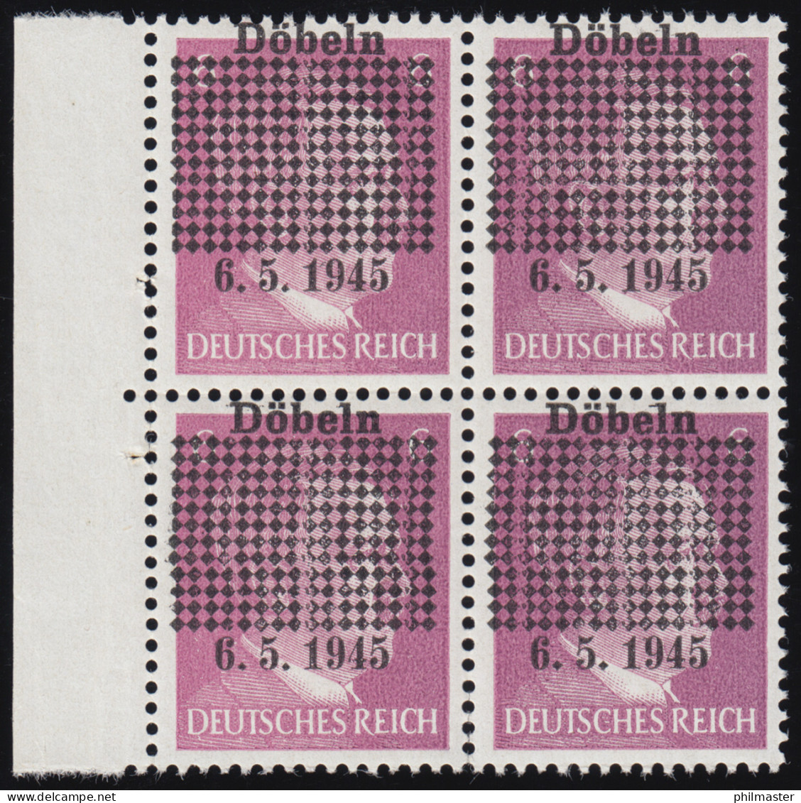 Döbeln 1b 6 Pf. Gitterüberdruck Mit Datum 6.5.1945, Viererblock, Postfrisch ** - Mint