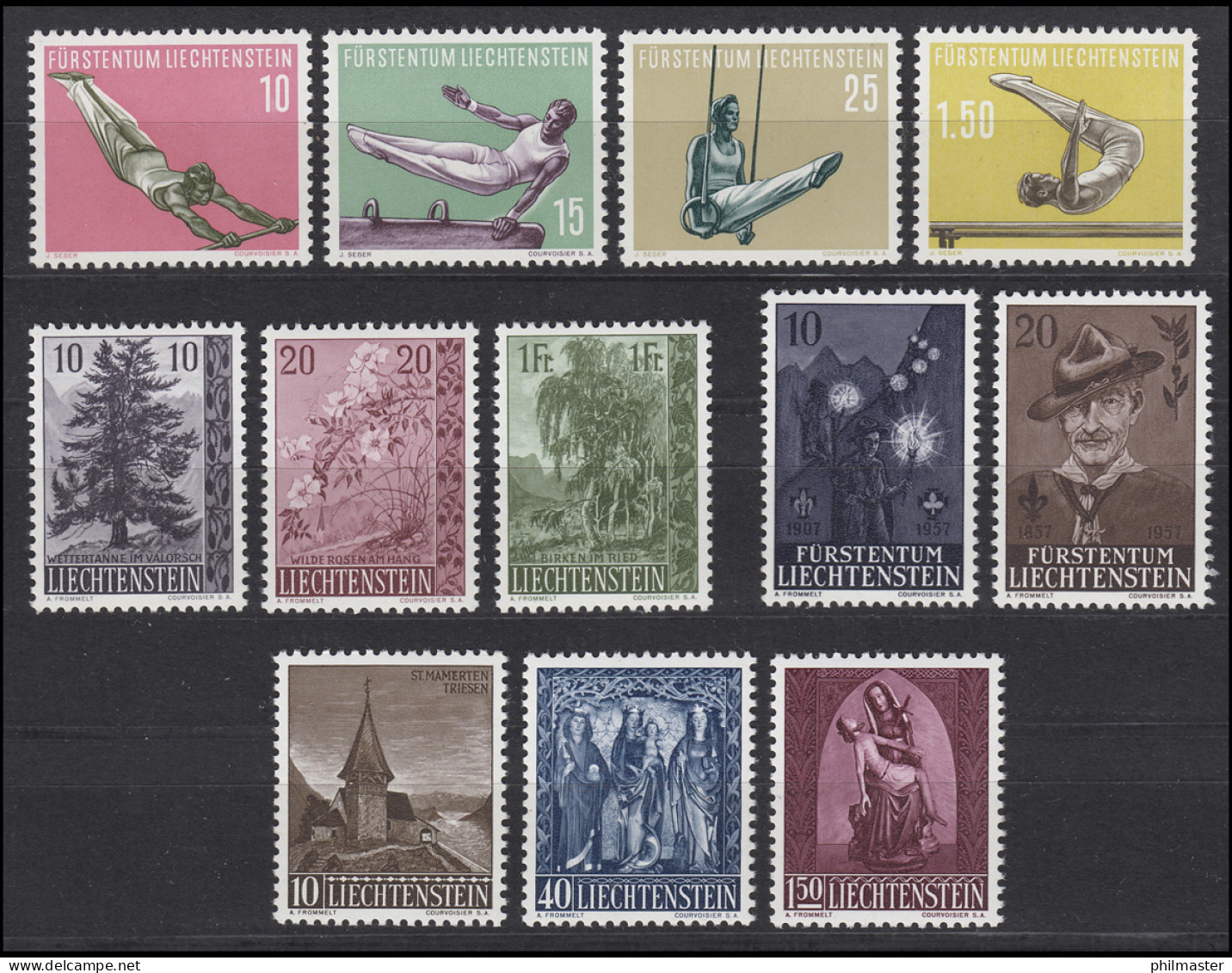353-364 Liechtenstein-Jahrgang 1957 Komplett, Postfrisch - Neufs