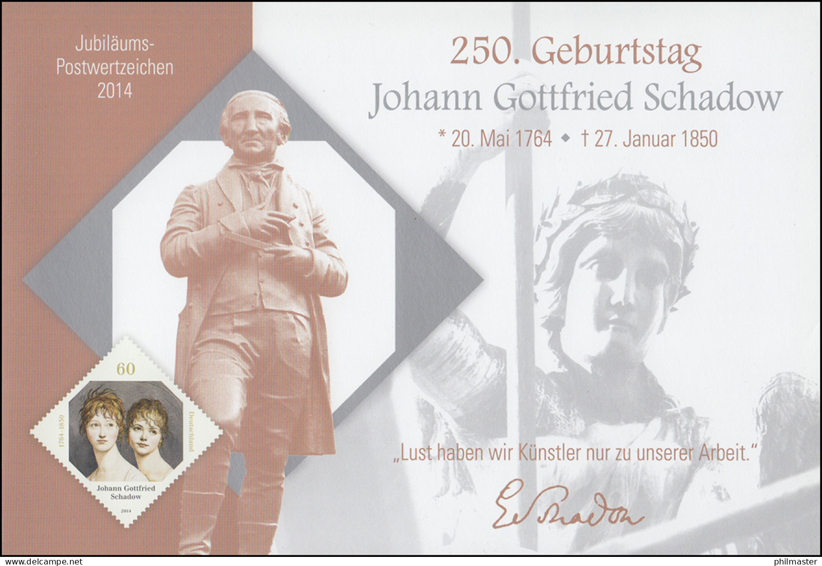 3079 Johann Gottfried Schadow, Schmuck-FDC ESSt Bonn Und Berlin, Mit Klappkarte - Briefe U. Dokumente