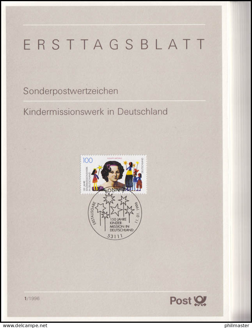 Ersttagsblätter ETB Bund Jahrgang 1996 Nr. 1 - 41 Komplett - Other & Unclassified