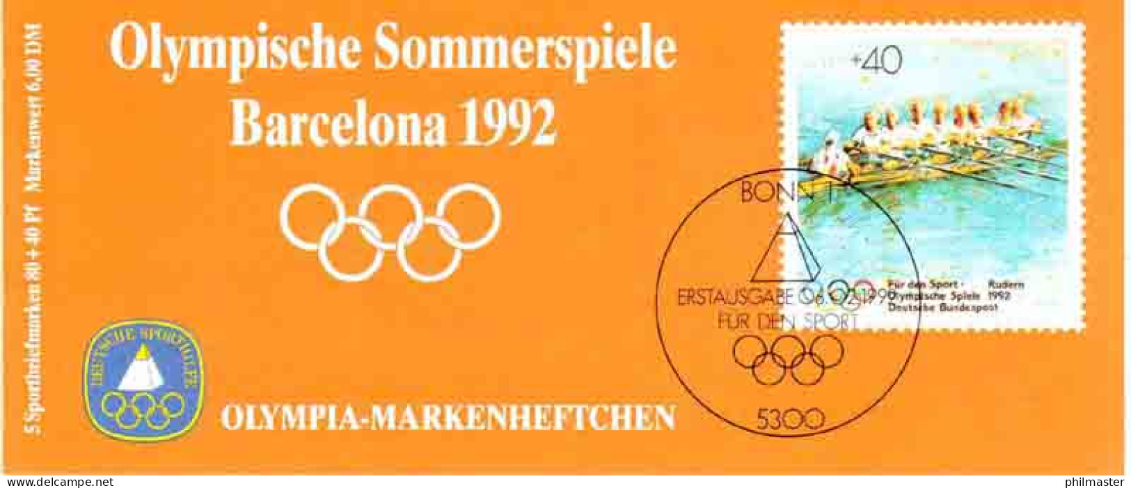 Sport 1992 Rudern - Achter 80 Pf, 5x1593, Postfrisch - Rudersport