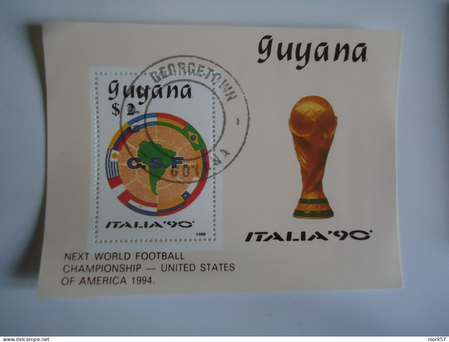 GUYANA USED  SHEET   WORLD CUP ITALIA 90 - 1990 – Italië