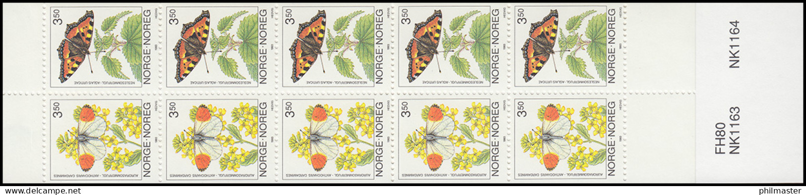 Norwegen Markenheftchen 20 Schmetterlinge Butterflies Sommerfugler 1993, ** - Markenheftchen