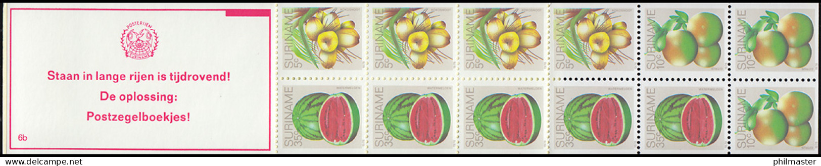 Surinam Markenheftchen 9 Obst Fruit 5,10,35 Ct., PB 6b Staan ... 1980 - Surinam