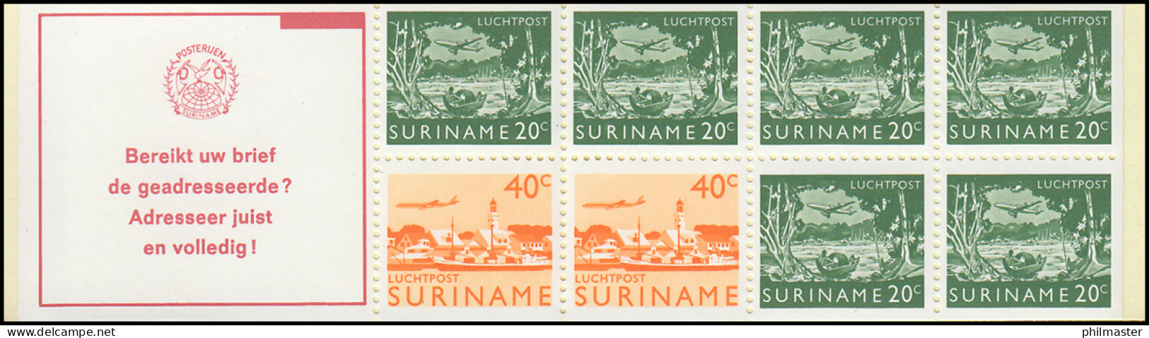 Surinam Markenheftchen 3 Luftpostmarken 20 Und 40 Ct., Bereikt ... 1978 - Surinam