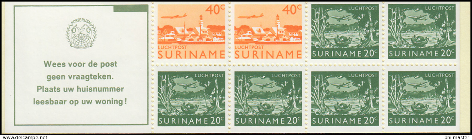 Surinam Markenheftchen 4 Luftpostmarken 40 Und 20 Ct., Wees ... 1978 - Surinam