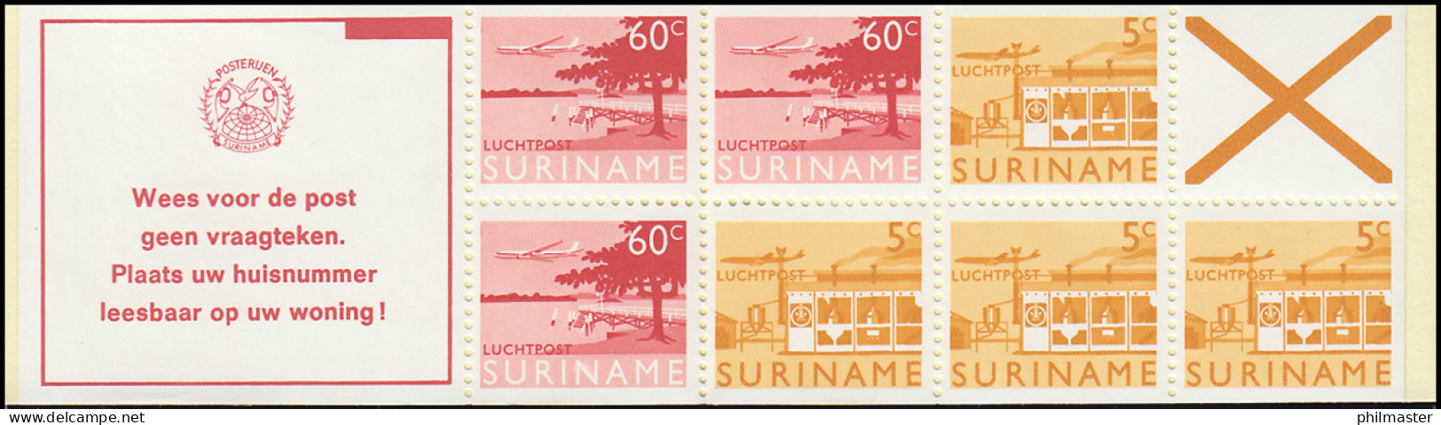 Surinam Markenheftchen 6 Luftpostmarken 60 Und 5 Ct., Wees ... 1978 - Surinam