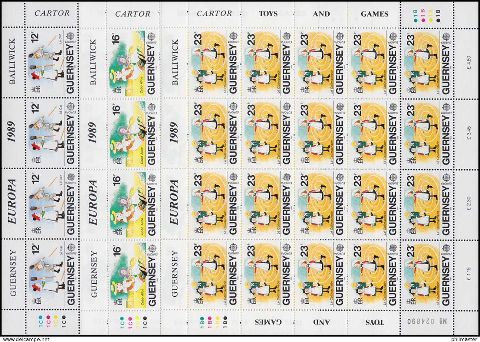 Guernsey 449-451 Europa Kinderspiele / Kinderspielzeug, Kleinbogen-Satz ** - Guernesey