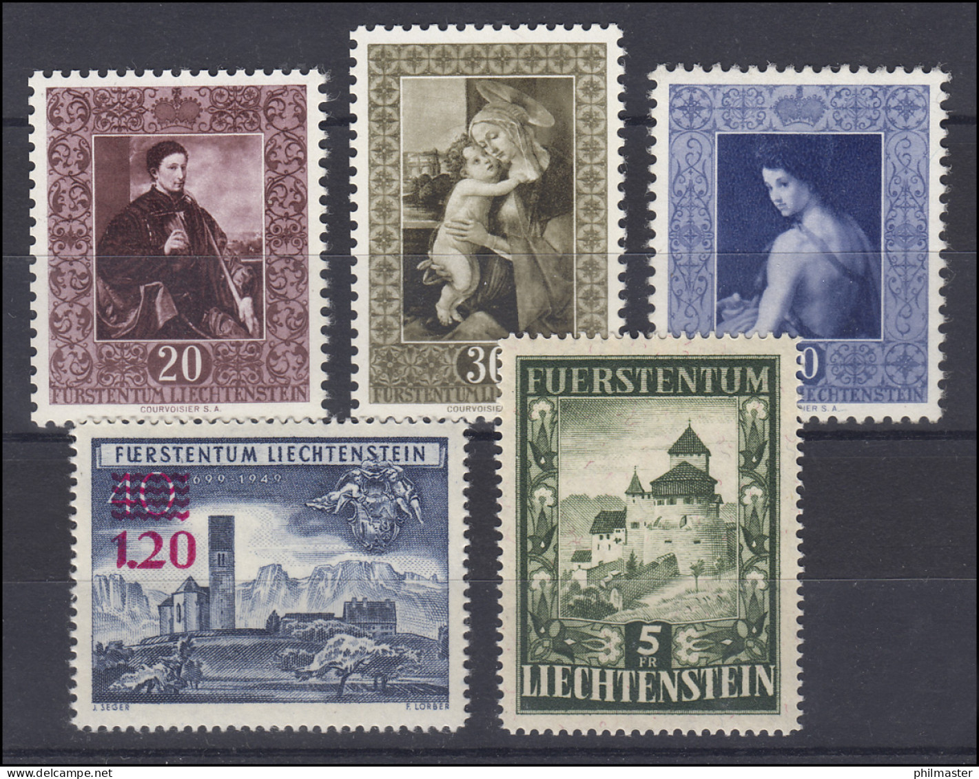 306-310 Liechtenstein-Jahrgang 1952 Komplett, Postfrisch - Ongebruikt