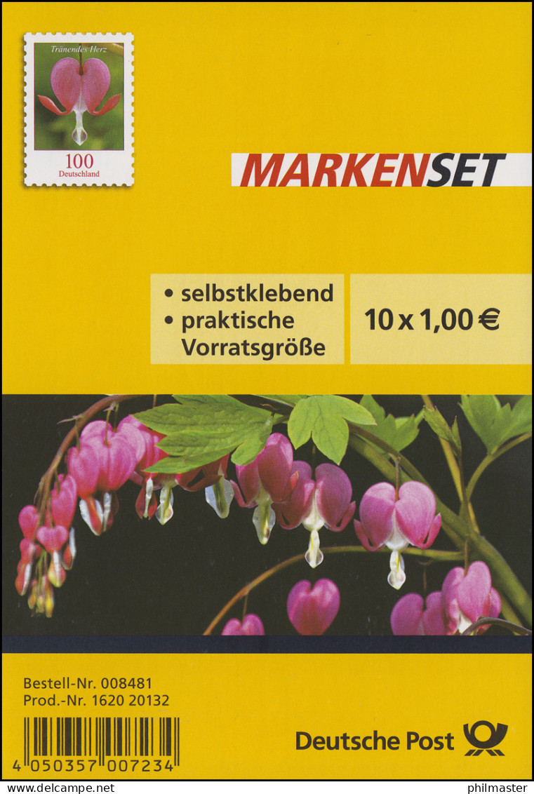 FB 33 Blume Tränendes Herz 100 Cent, Folienblatt Mit 10 X 3034, EV-O Bonn - 2011-2020