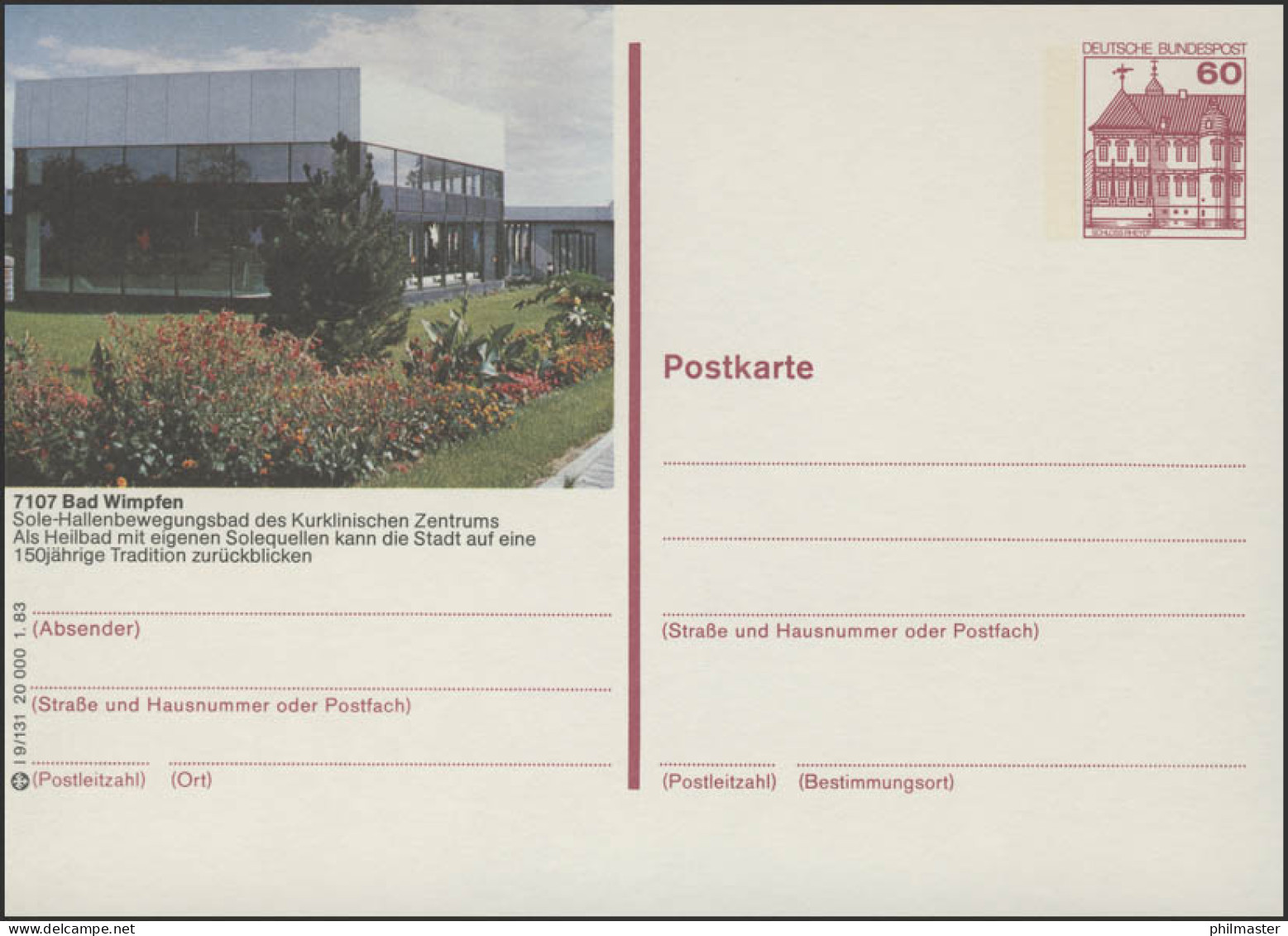 P138-l9/131 7107 Bad Wimpfen Sole-Hallenbewegungsbad ** - Cartes Postales Illustrées - Neuves