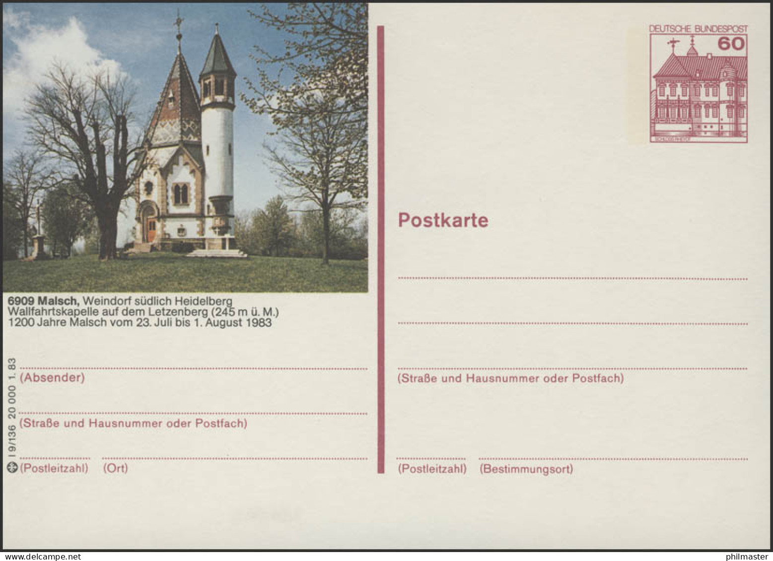 P138-l9/136 6909 Malsch/Wiesloch, Letzenbergkapelle ** - Illustrated Postcards - Mint