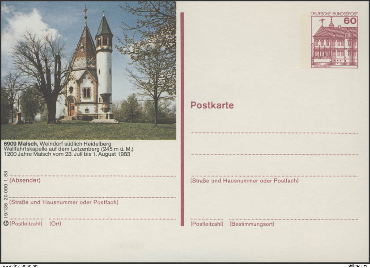 P138-l9/136 6909 Malsch/Wiesloch, Letzenbergkapelle ** - Cartes Postales Illustrées - Neuves