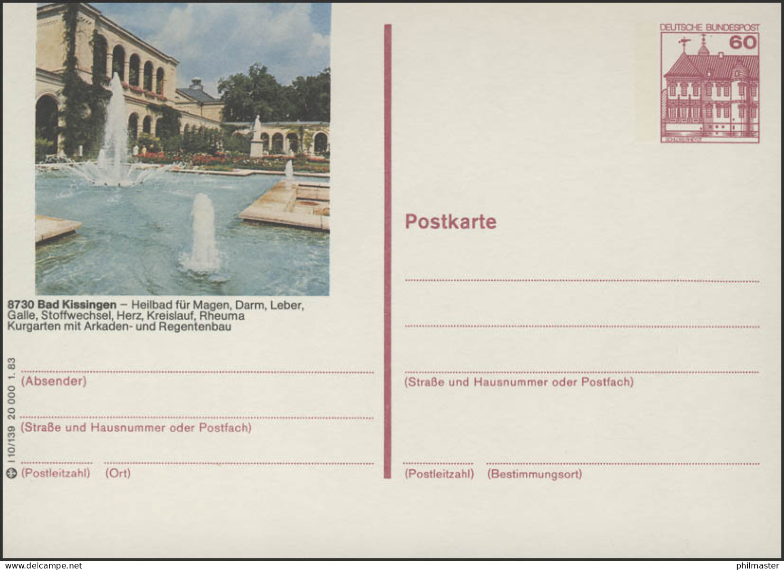 P138-l10/139 8730 Bad Kisingen, Kurgarten **  - Cartes Postales Illustrées - Neuves