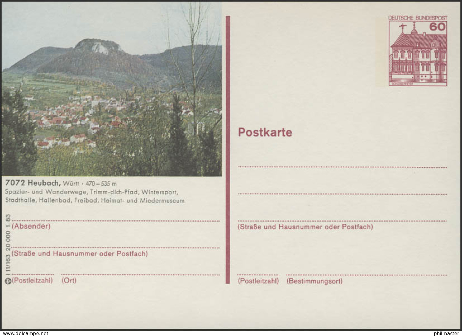 P138-l11/163 7072 Heubach Ortsansicht Mit Rosenstein ** - Cartes Postales Illustrées - Neuves