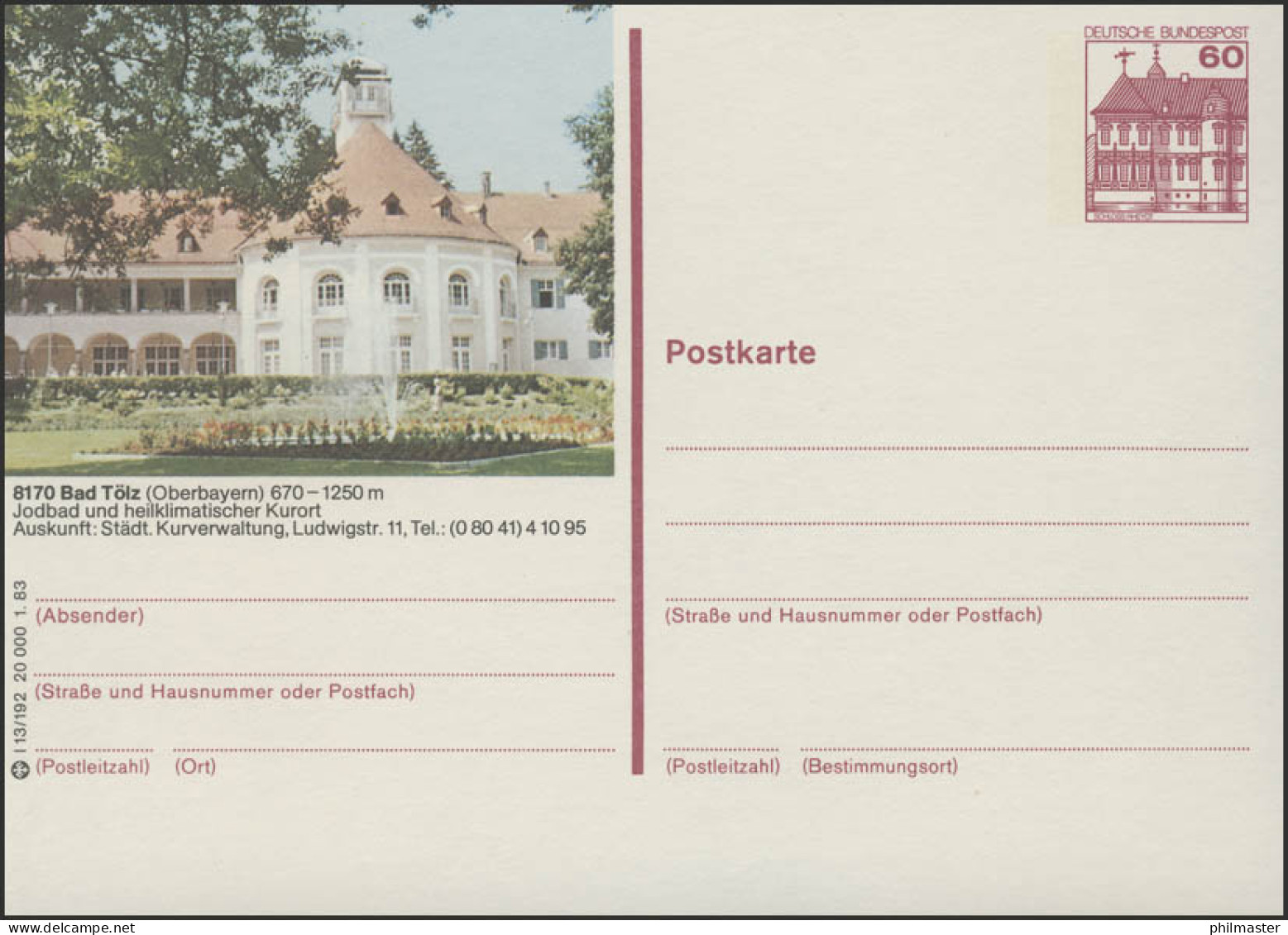 P138-l13/192 8170 Bad Tölz, Kurmittelhaus ** - Illustrated Postcards - Mint