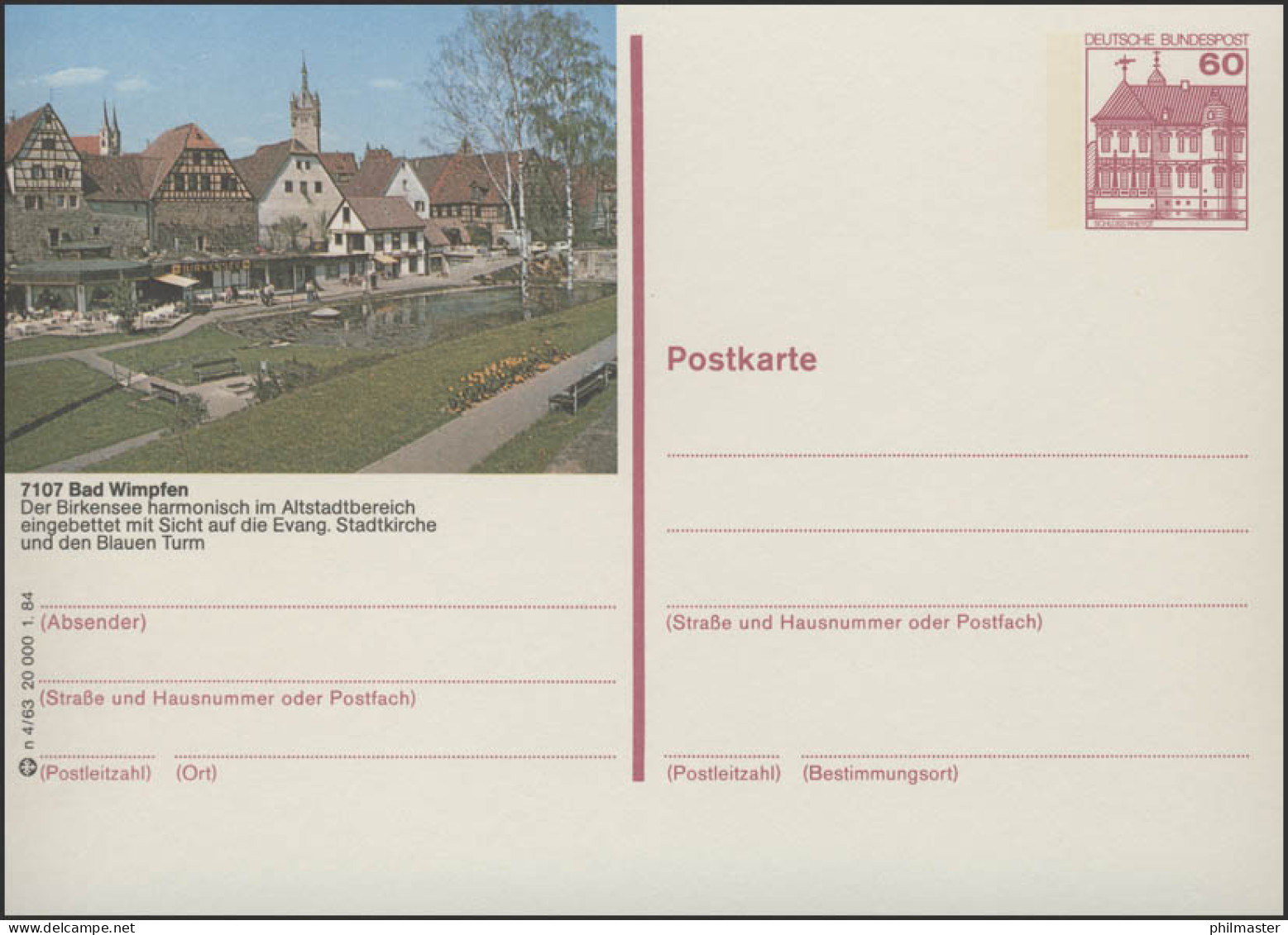 P138-n4/063 7107 Bad Wimpfen Stadtkirche Blauer Turm ** - Cartes Postales Illustrées - Neuves