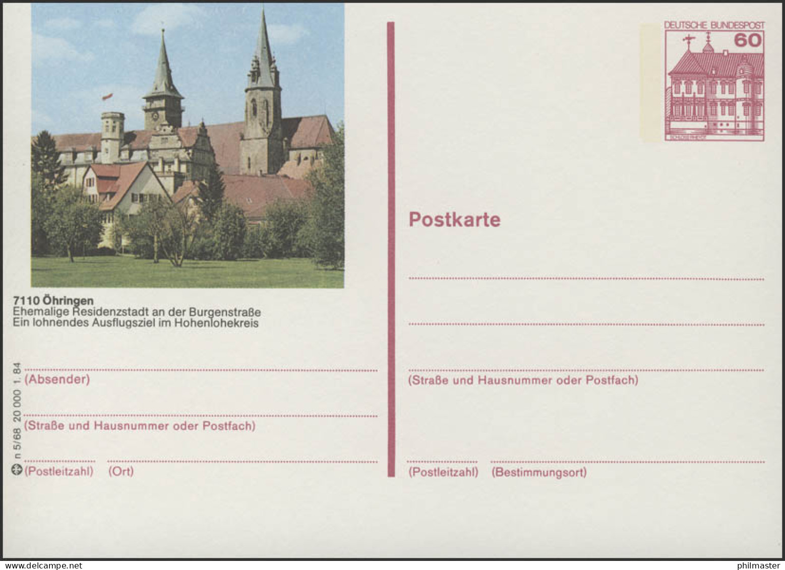 P138-n5/068 7110 Öhringen, Stadtansicht Mit Kirche ** - Cartes Postales Illustrées - Neuves