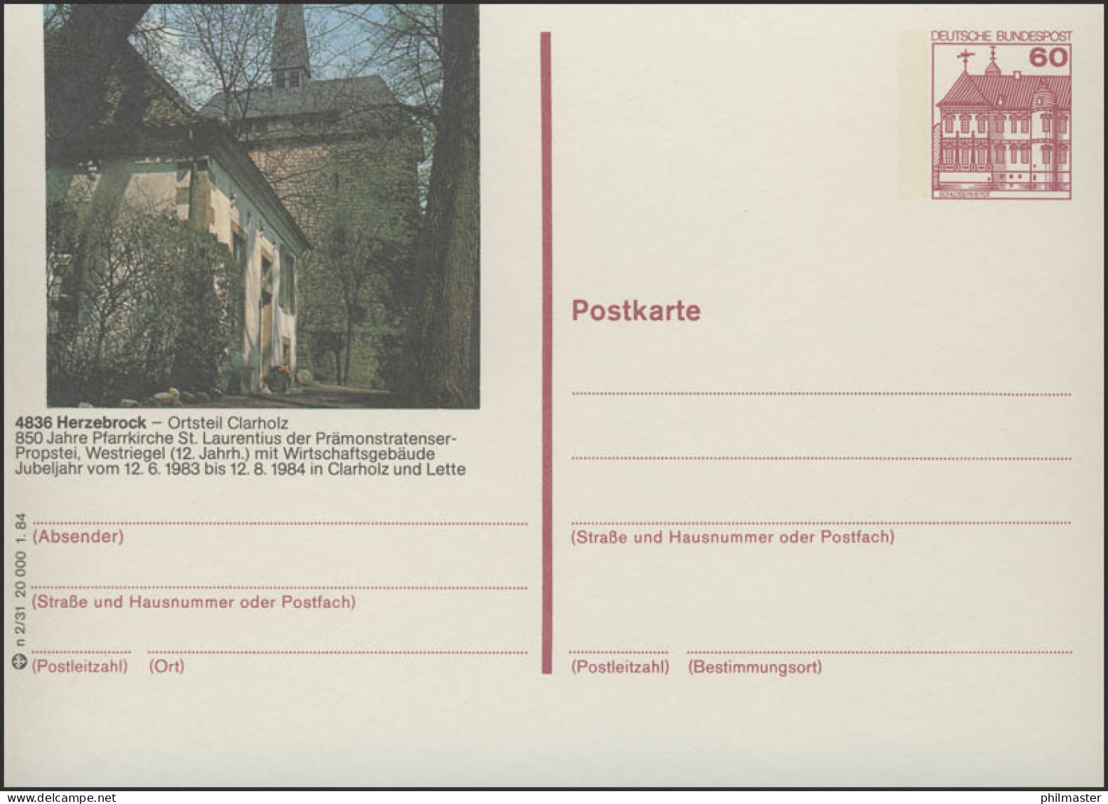 P138-n2/031 4836 Herzebrock-Clarholz, Pfarrkirche ** - Illustrated Postcards - Mint