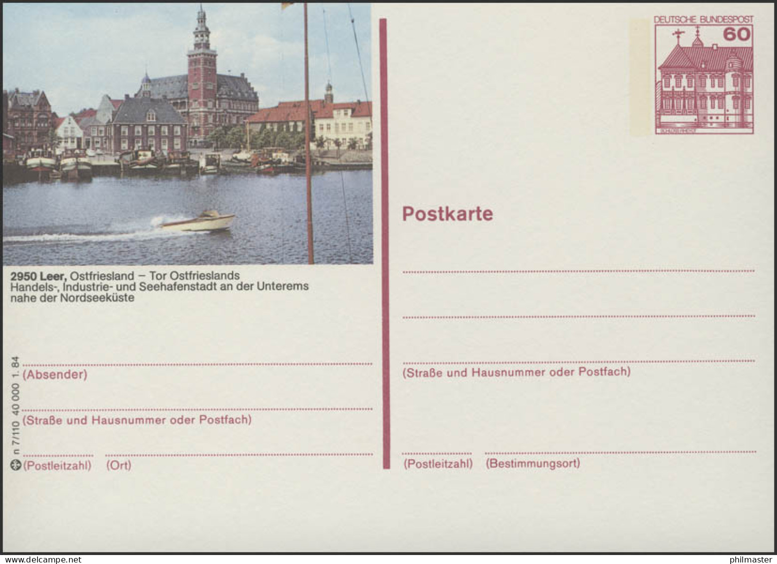 P138-n7/110 2950 Leer/Ostfriesland Hafen Mit Rathaus ** - Geïllustreerde Postkaarten - Ongebruikt