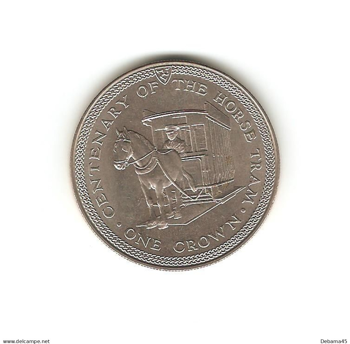 548/ ILE DE MAN : Elizabeth II : 1 Crown 1976 (copper-nickel - 29,36 Grammes) Centenaire Du Tramway à Cheval - Isla Man